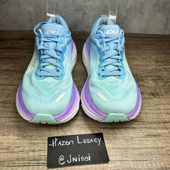 Hoka~Women's~Bondi 8 Teal/ Purple Running shoes~Size 7.5 D(Wide) - Picture 3 of 8